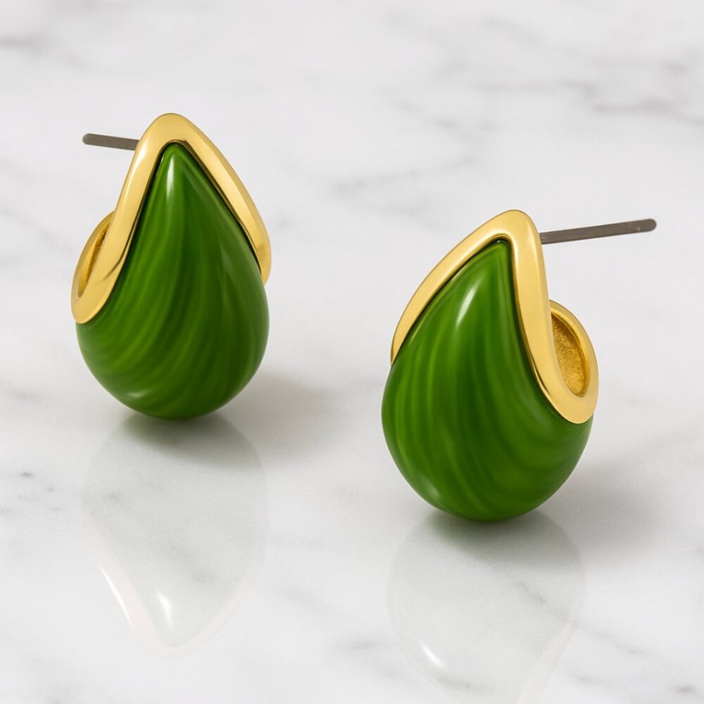 Anthro 18K Green Petra Mini Drop Earrings - Picture 2 of 3